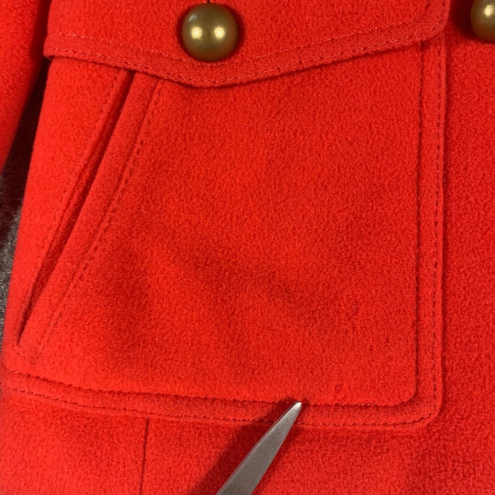 Lands End Pea Coat Womens 4 Red Wool Cashmere Military Jacket Double Breasted - Picture 9 of 14